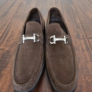 Salvatore Ferragamo Brown Suede Horsebit Loafers